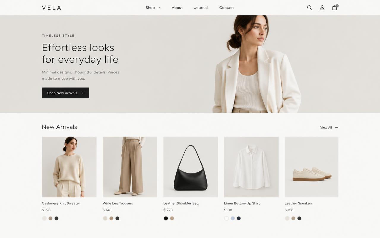 Vela website example